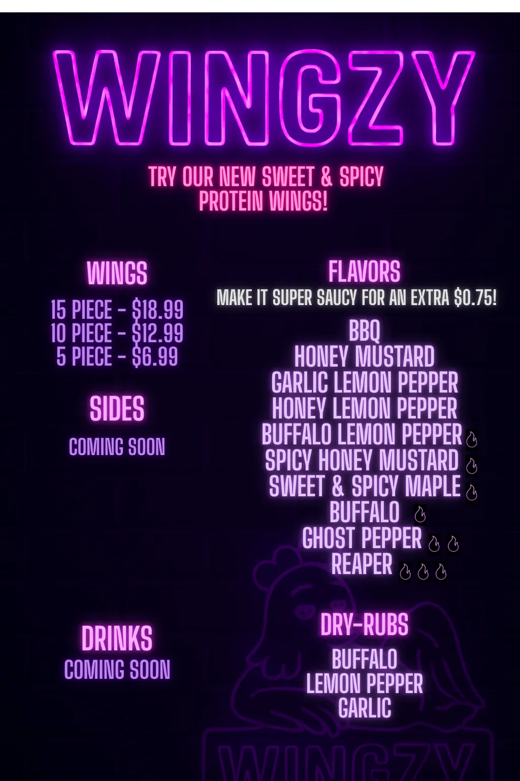 Wingzy Menu